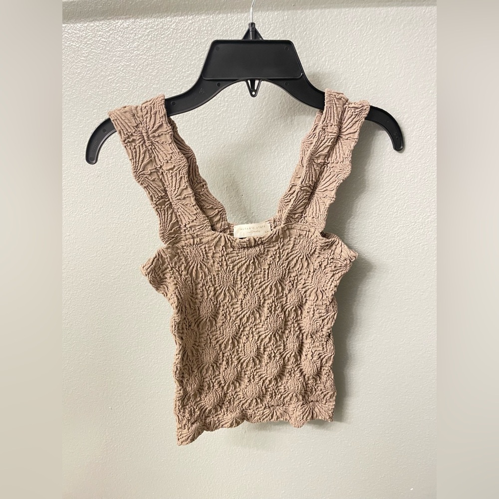 Altar'd State Textured Brown Tank Top